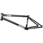 BONE DETH CRIME black BMX bike frame with 13.3" chain stay, 115mm head tube, and 100% Cro-Mo construction.