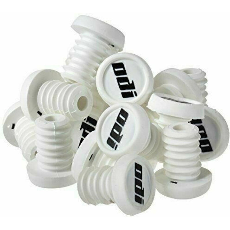 20-pack white ODI BMX end plugs for handlebars with logo