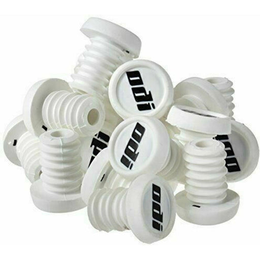 20-pack white ODI BMX end plugs for handlebars with logo