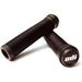 ODI BMX Longneck SL Flangeless black ribbed grips with open ends and white logo end plugs