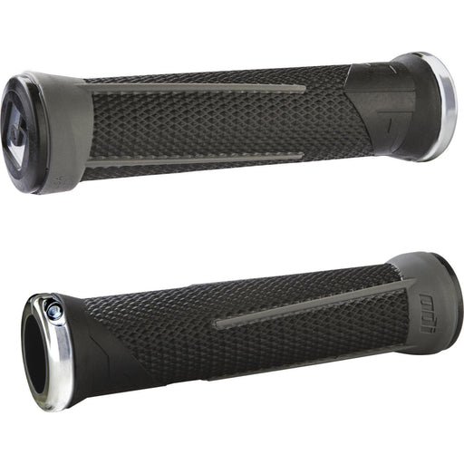 ODI MTB AG 1 LOCK-ON grips with aluminum reinforced ends and ergonomic multi-layer pattern for mountain biking.