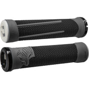 ODI MTB AG 2 LOCK-ON grips black with textured surface and aluminum reinforced locking clamps for mountain bike handlebars