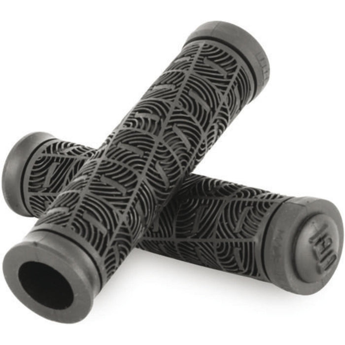 ODI MTB "O" GRIPS black mountain bike handlebar grips with multi-directional rib pattern and ODI push-in end plugs