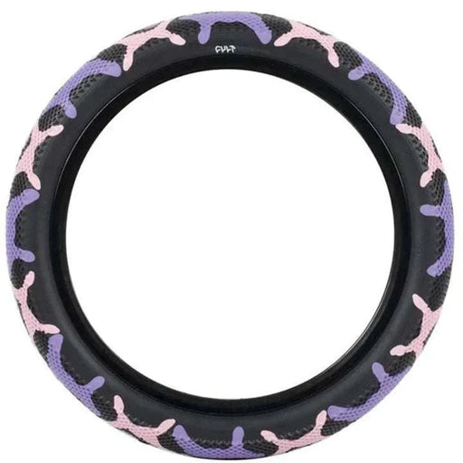 CULT VANS WAFFLE 20x2.4 inch bicycle tire with classic waffle tread pattern in black, purple, and pink colors, lightweight and grippy design
