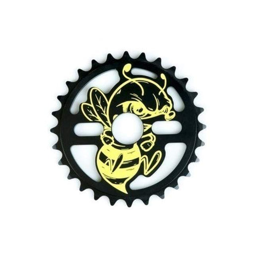 TOTAL KILLABEE CHAINRING black bike chainring with yellow aggressive bee design for high-performance cycling upgrade