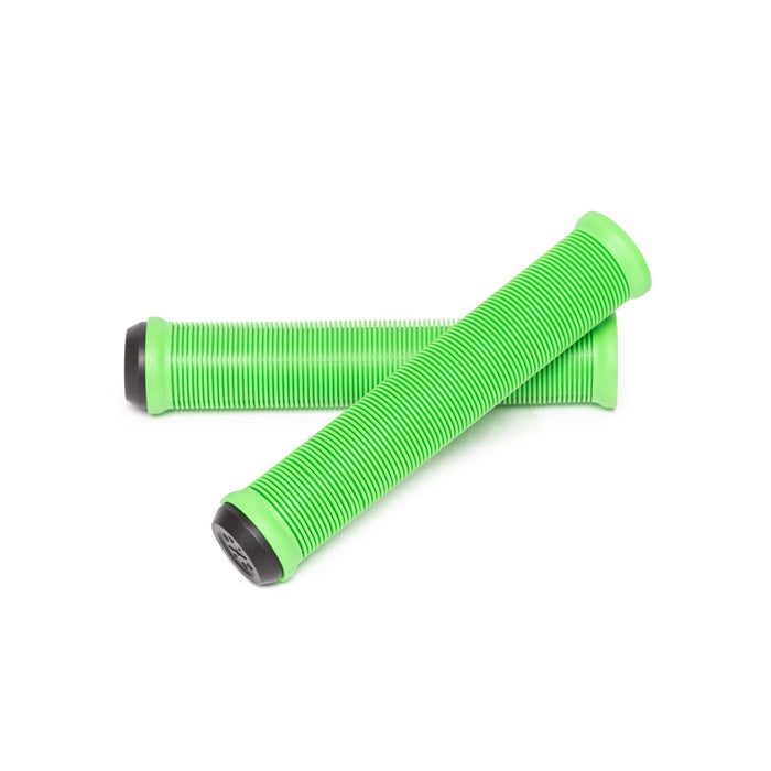 Green RADIO LOGIN XL GRIP bicycle handlebar grips with ribbed texture and black nylon bar ends