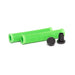 RADIO LOGIN XL GRIP bright green ribbed bicycle grips with black rubber bar ends on white background