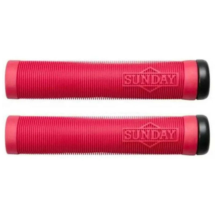 Red Sunday Cornerstone Grip pair with ribbed design and Odyssey Par Ends, 150mm length
