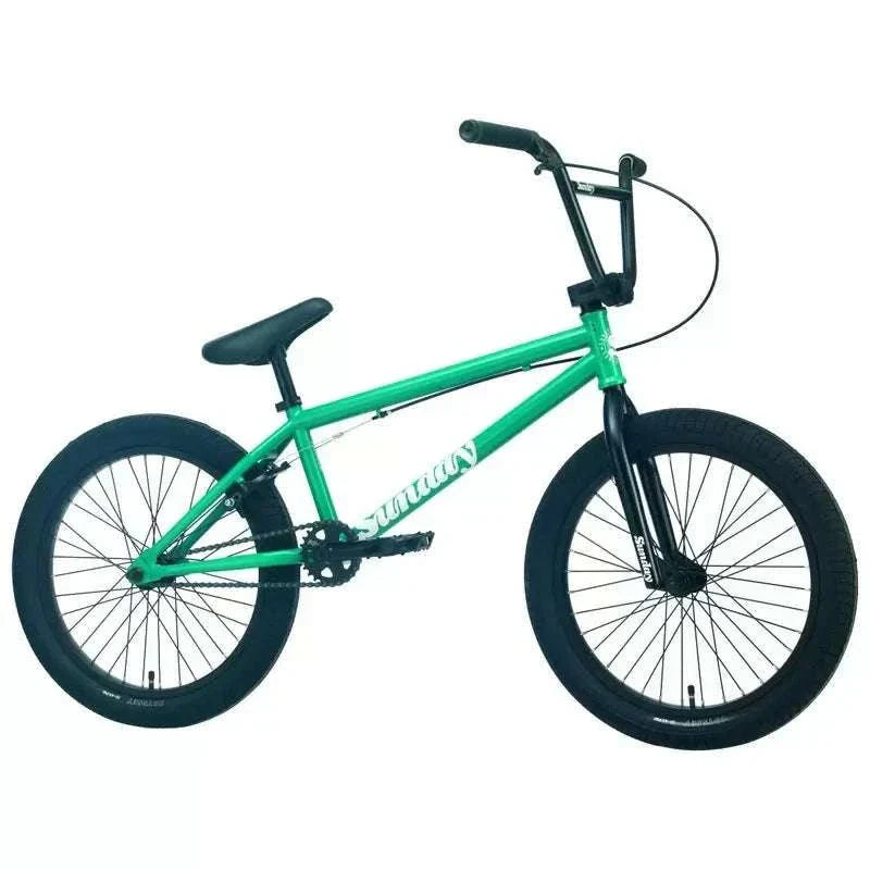 Sunday Primer 20" BMX bike in matte green with pro-level geometry and quality parts including Odyssey Springfield brakes and Path Pro tires