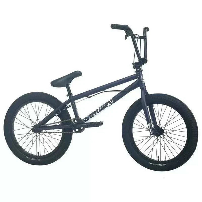 Sunday Forecaster Park BMX bike in matte midnight purple with 20.5" top tube, chromoly frame, Odyssey components, and 20" tires.