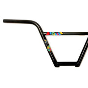 STRANGER ZEFARIA HANDLEBAR black 4-piece BMX bars with 9.75" rise and colorful stickers