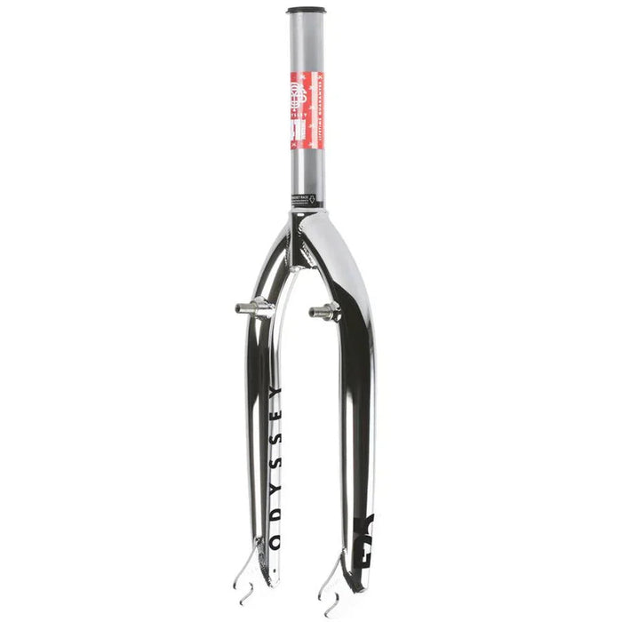 ODYSSEY F25 freestyle bike fork in black and chrome finish with branded logo