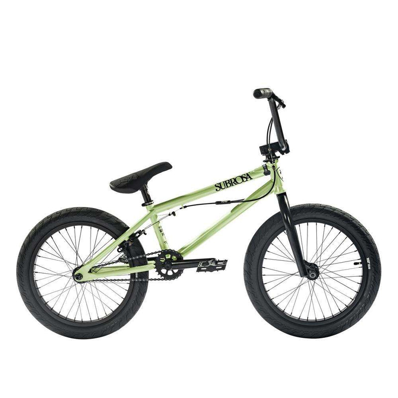SUBROSA WINGS PARK 18" BMX bike with green Hi-Ten steel frame and black components for young riders