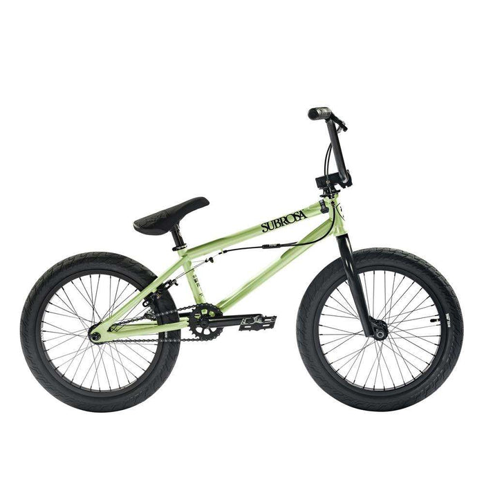 SUBROSA WINGS PARK 18" BMX bike with green Hi-Ten steel frame and black components for young riders