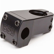 Black BSD Dropped Frontloader Stem with 10mm rise and 50mm reach, CNC machined from 6061-T6 aluminum for BMX bikes