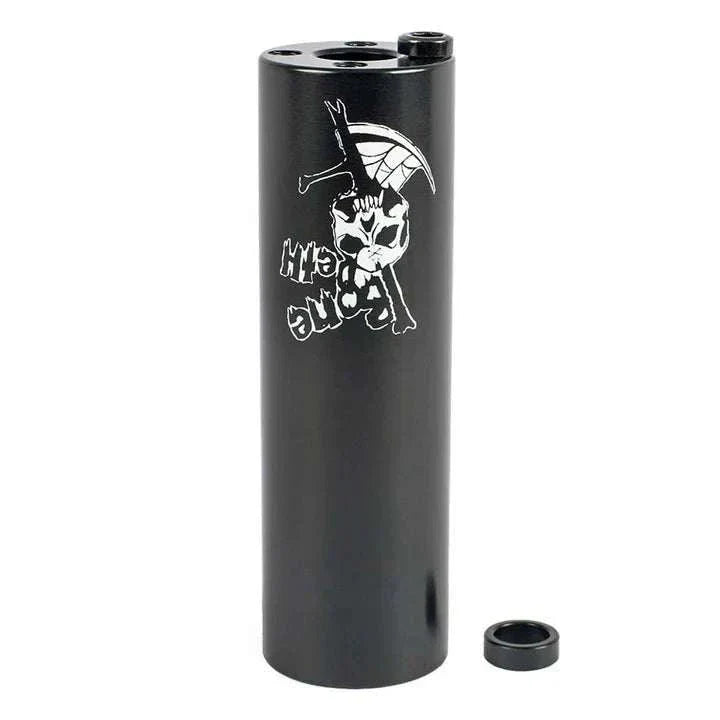 Black Bone Deth Slide Pipe steel peg with skull logo and anti-spin bolt adapter