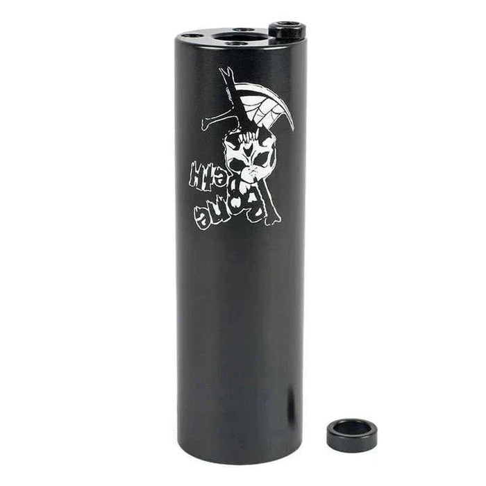 Black Bone Deth Slide Pipe steel peg with skull logo and anti-spin bolt adapter