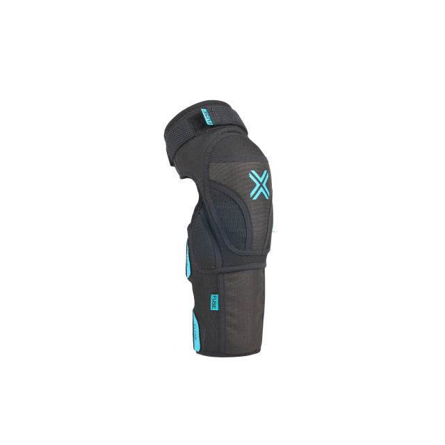 FUSE Echo 75 Knee Pad combo with perforated neoprene, Cordura outer layer, SAS-TEC foam, 3/4 shin protection, adjustable straps, and anti-slip sharkskin gripper.