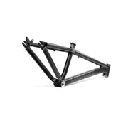 Black 6061-T6 aluminum CRONUS Frame BMX slopestyle bike frame with reinforced tubing and integrated chain tensioners.