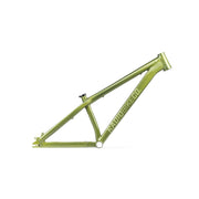 Green 6061-T6 aluminum CRONUS Frame for 26" slopestyle bikes with hydroformed tubing and integrated chain tensioners.