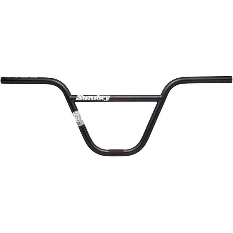 Sunday BRETT 2PC black rustproof BMX handlebar with 9.25" rise and 27.5" width, Brett Silva signature model