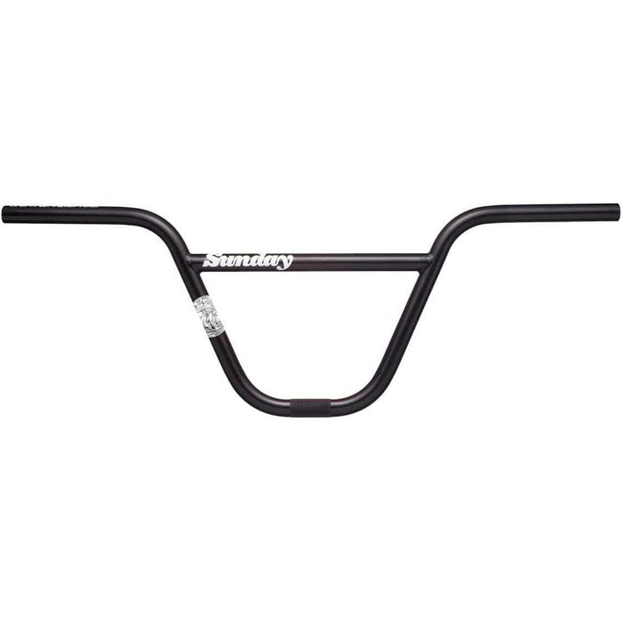 Sunday BRETT 2PC black rustproof BMX handlebar with 9.25" rise and 27.5" width, Brett Silva signature model