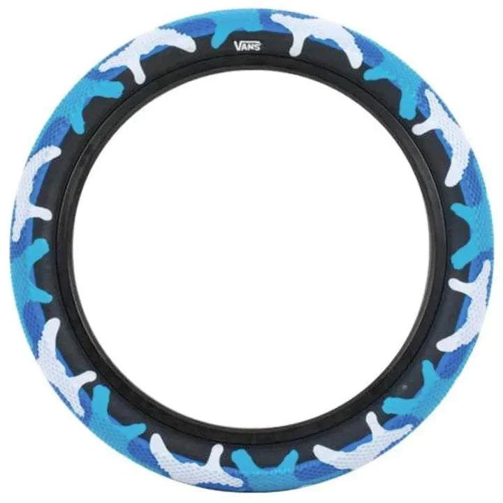 CULT VANS WAFFLE 16x2.3" bike tire with classic waffle tread pattern and blue white camouflage design