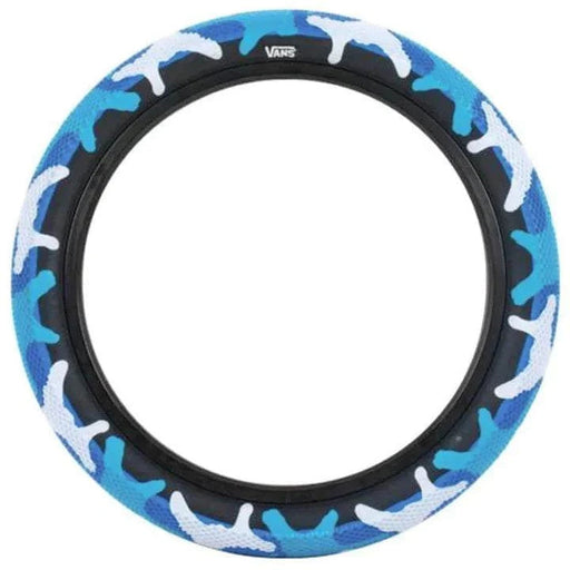 CULT VANS WAFFLE 16x2.3" bike tire with classic waffle tread pattern and blue white camouflage design