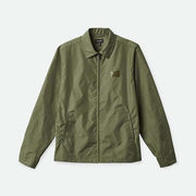 BRIXTON UTOPIA vintage olive green nylon jacket with front zipper and collar