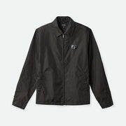 Black BRIXTON UTOPIA vintage nylon jacket with front zipper and collar