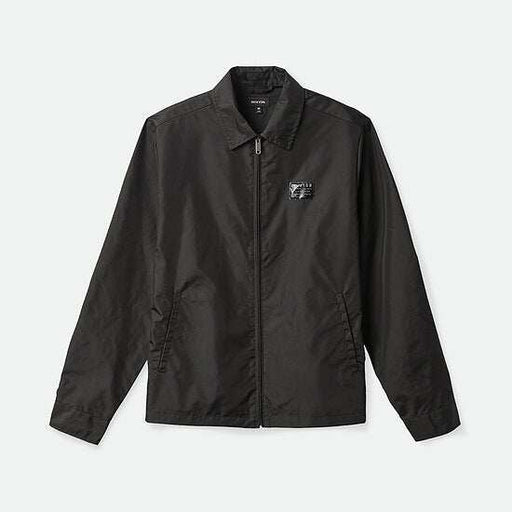 Black BRIXTON UTOPIA vintage nylon jacket with front zipper and collar