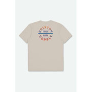 Beige BRIXTON OATH V SST t-shirt with multicolor "Brixton Trademark Supply" back print design