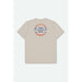 Beige BRIXTON OATH V SST t-shirt with multicolor "Brixton Trademark Supply" back print design