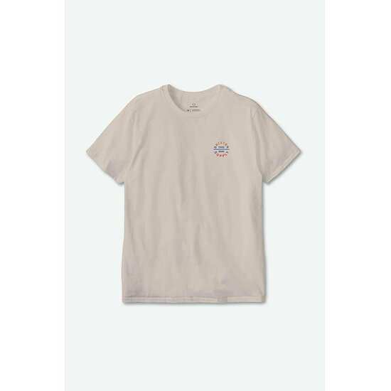 BRIXTON OATH V SST beige crew neck t-shirt with small chest logo design