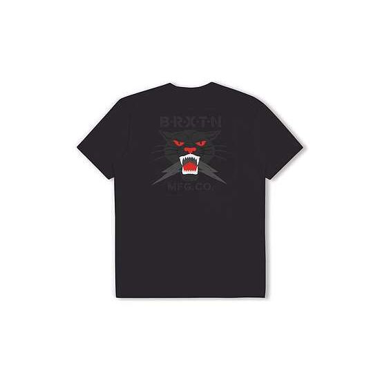Black BRIXTON SPARKS short sleeve T-shirt with fierce panther graphic on the back