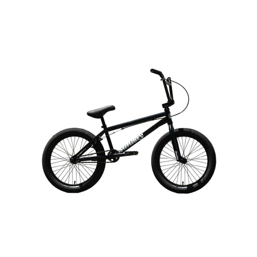 Black Sunday Scout 20-inch complete BMX bike with Odyssey tires and components isolated on white background