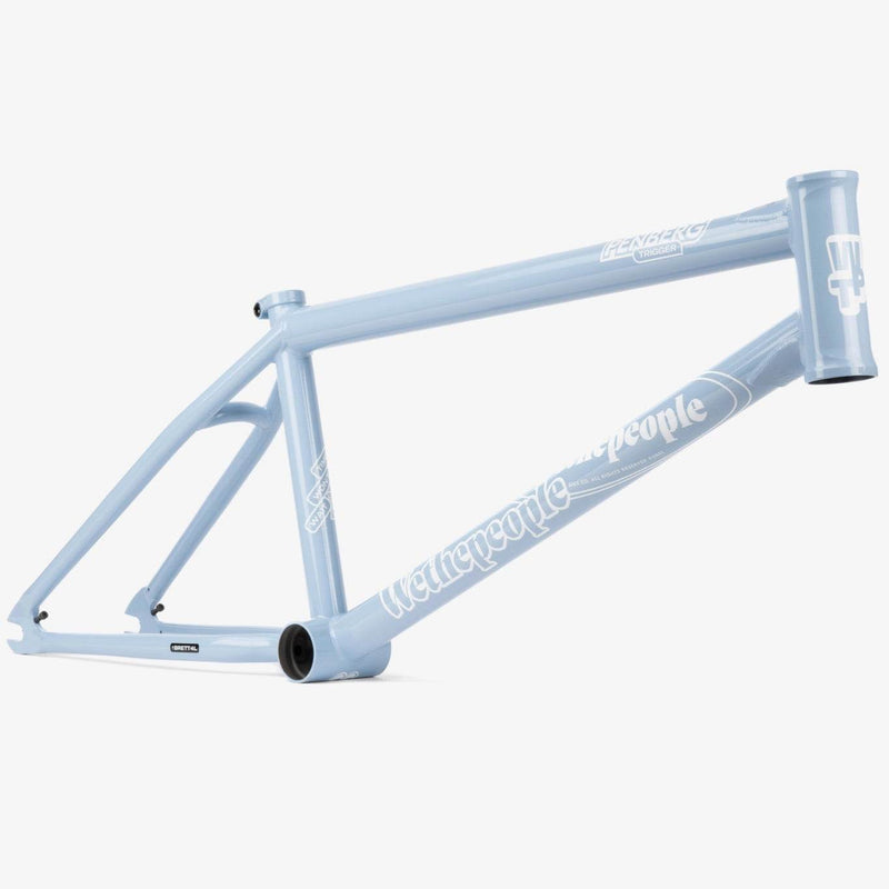 Wethepeople Trigger Frame BMX bike frame in light blue with adaptive geometry and durable 4130 chromoly tubing.