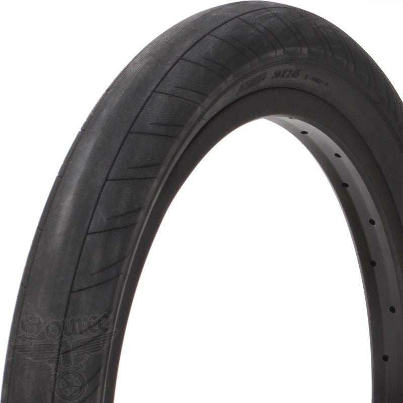 Close-up of a black Primo Churchill tire showcasing durable tread and advanced design for superior traction and stability.