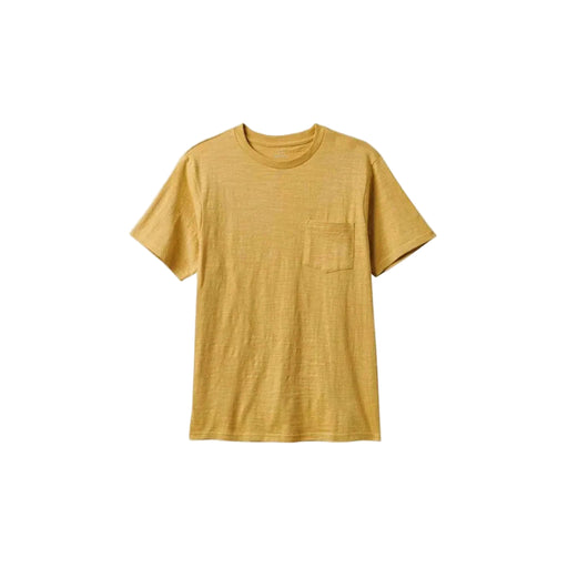 BRIXTON BASIC mustard yellow slub pocket t-shirt on white background