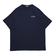 Navy blue ALIVE INDUSTRY 22LOGO T-shirt with small front logo and crew neck
