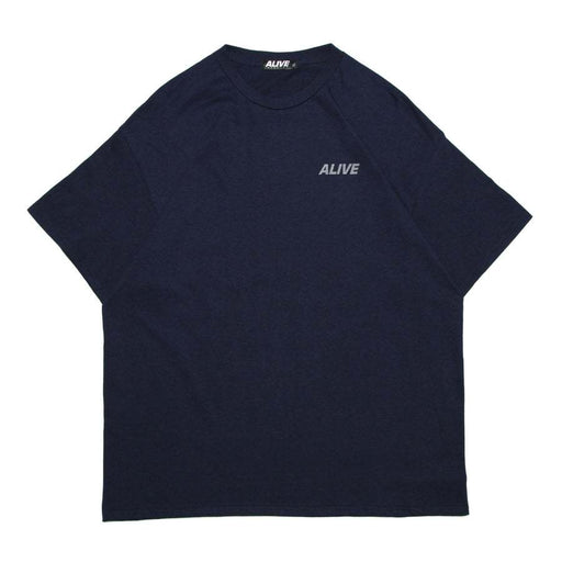 Navy blue ALIVE INDUSTRY 22LOGO T-shirt with small front logo and crew neck