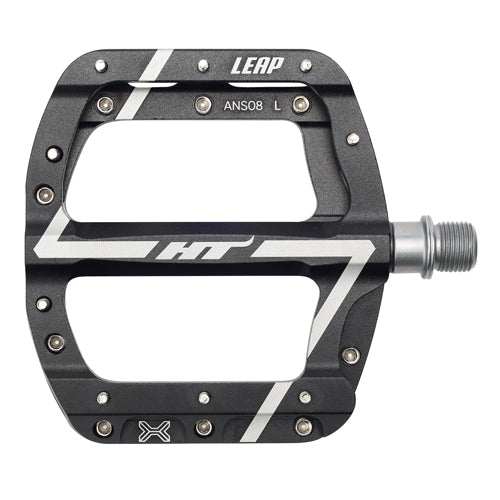 HT COMPONENTS ANS08 black aluminum extruded CNC machined bike pedal with replaceable pins and sealed bearings