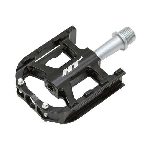 HT Components AR12 lightweight black CNC machined aluminum bike pedal with replaceable pins and sealed bearings
