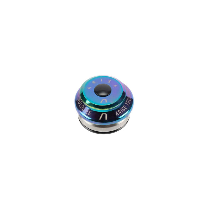 ARISE CRYSTAL integrated headset with CNC machined top cap and stainless steel sealed bearings in oil slick finish