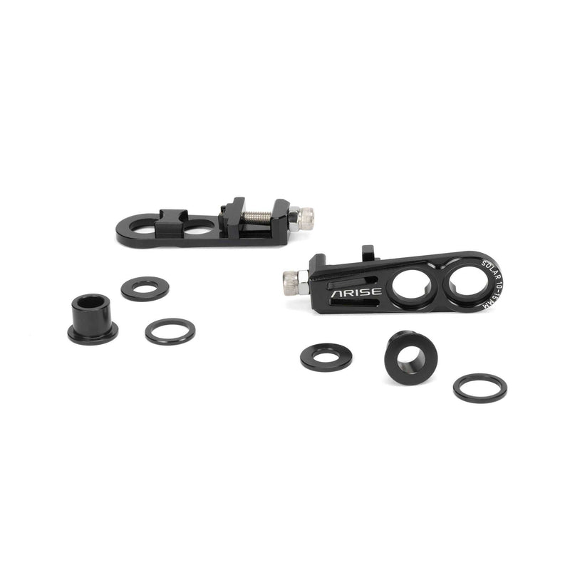 ARISE SOLAR CHAIN TENSIONER black CNC machined alloy bike chain tensioner with adjustment parts for 10mm and 15mm axles.