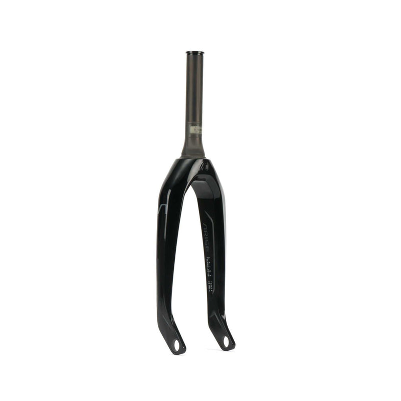 Black ARISE TERRA PRO FORK with tapered carbon fiber steerer and 20mm thru axle for BMX racing