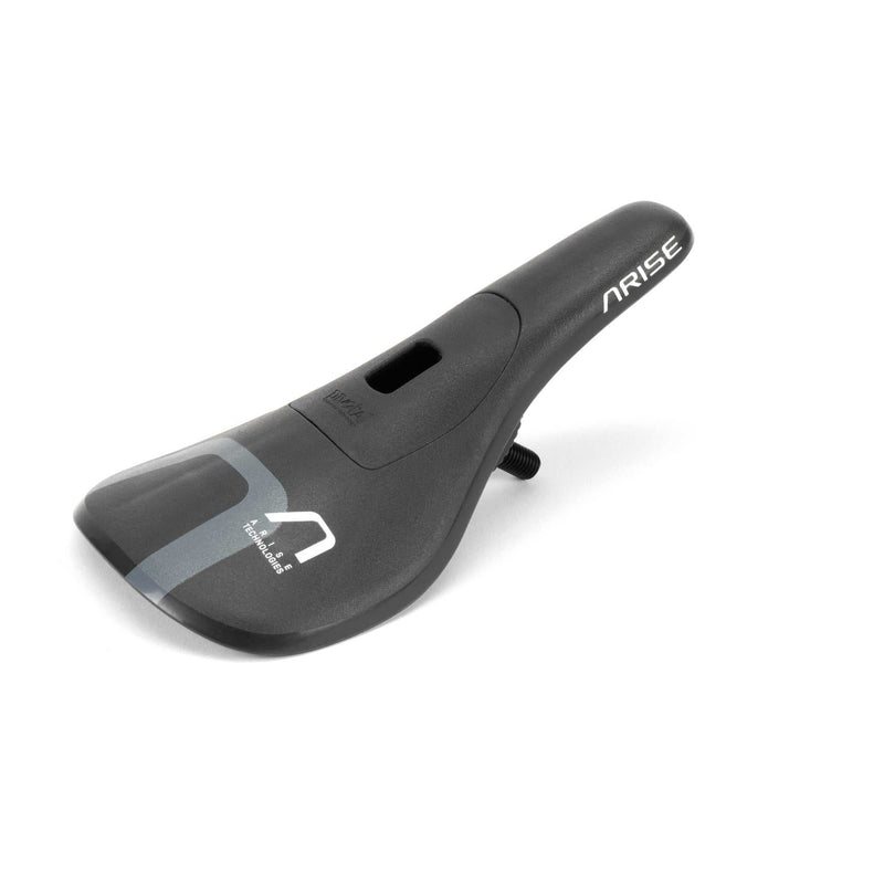 Lightweight black Arise Zoids Pivotal Seat for BMX race bikes with injection molded pivotal base and minimal design