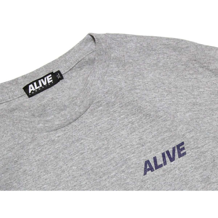 Grey ALIVE INDUSTRY 22LOGO T-shirt with crew neck and printed ALIVE logo