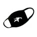 Black face mask with white animal griffin design on front