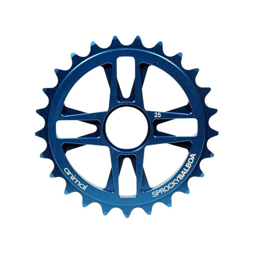 Blue Animal Sammon sprocket made from 7075 aluminum with unique spindle spacer system and 25 teeth